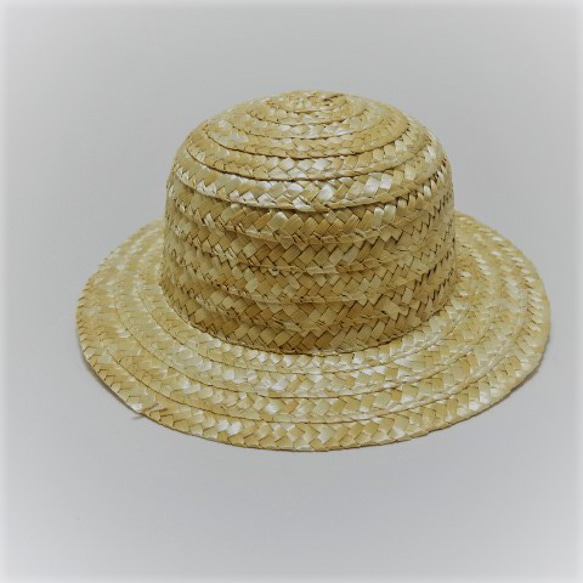 [自然素材エコクラフト　ミニ帽子」　麦わら帽子　生成（ナチュラル）　外径170ｍｍ 1枚目の画像