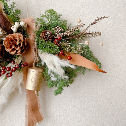 クリスマスベルスワッグ 横長スワッグ ドライフラワー Creema限定