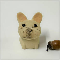 法國鬥牛犬（奶油色）O-401-3 陶瓷/法國鬥牛犬/Hokoku Mugyu Dog 第2張的照片