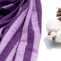 喀什米爾Cashmere 針織圍巾 純羊毛圍巾 手織圍巾 編織圍巾-紫色 沙發巾手織毯 花朵藤蔓葉子 露營蓋毯保暖美麗 第17張的照片