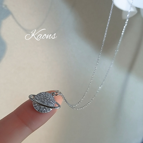 ロングネックレス 華奢な宇宙ネックレス ジルコニアネックレス