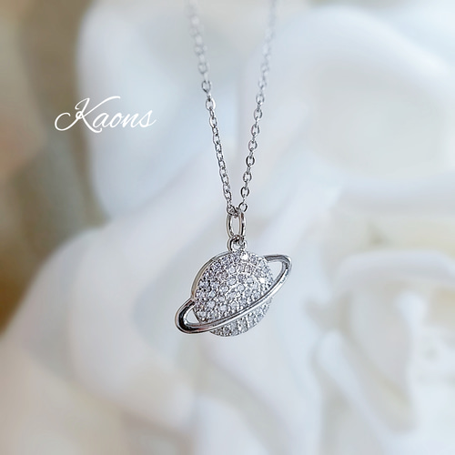 ロングネックレス 華奢な宇宙ネックレス ジルコニアネックレス