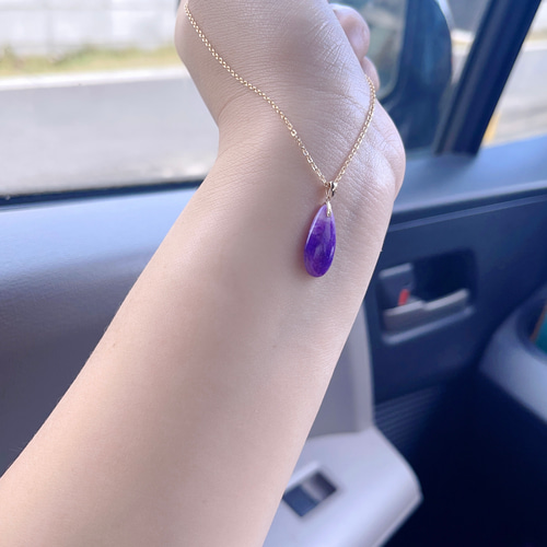 No110222 天然無処理 スギライト ペンダントトップ k18 ネックレス