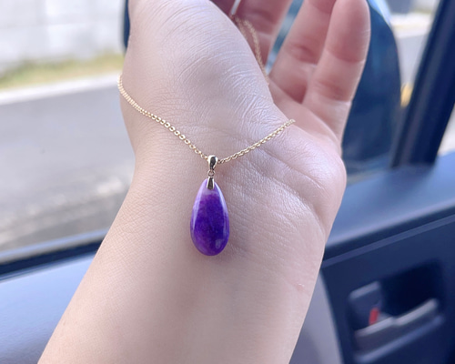 ハンドメイドペンダントトップ⭐︎スギライト No110222 天然無処理 スギライト ペンダントトップ k18 ネックレス