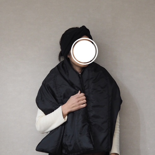 大判 リバーシブル ダウン ストールマフラー ☆ ブラック