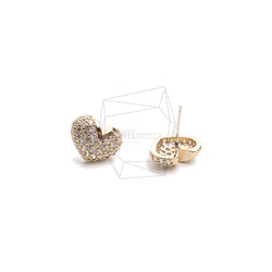 ERG-2262-G【2個入り】ハートキュービックピアス,heart Cubic Post Earring 2枚目の画像