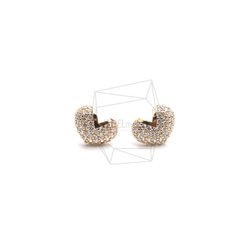 ERG-2262-G【2個入り】ハートキュービックピアス,heart Cubic Post Earring 1枚目の画像