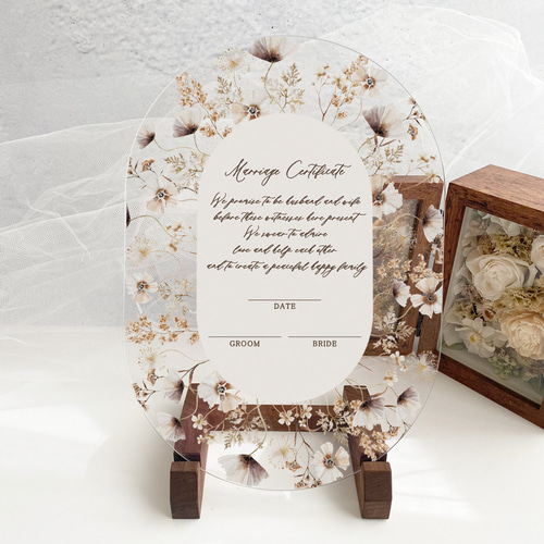 最短3日以内発送！ 結婚証明書 人前式 教会式 アクリル 小花柄  