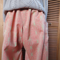 麻の葉模様　ウールのもんぺパンツ　１０８ｃｍ　着物リメイク 2枚目の画像