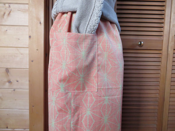 麻の葉模様　ウールのもんぺパンツ　１０８ｃｍ　着物リメイク 4枚目の画像