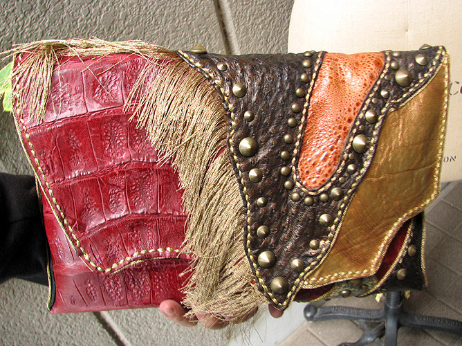 お安くなりました！アートなSHINYA 作品　手縫い革バッグ