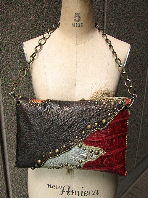 お安くなりました！アートなSHINYA 作品　手縫い革バッグ