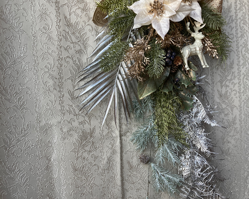 クリスマススワッグ 壁掛け ドア飾り アートフラワー リース