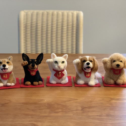 ♡*♡様 半額【超激レア】シンクビー犬の置物 ミニチュアピンシャー ミニピン 招き犬 犬の置物 羊毛フェルト