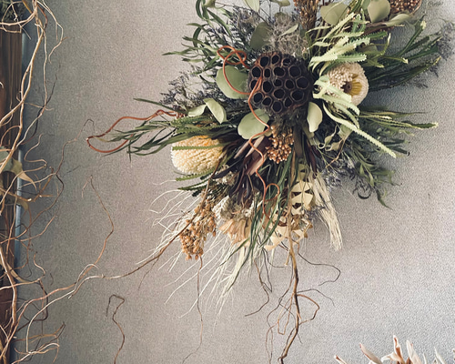 ロゼッタとグリーンの壁面アレンジ⚪︎ドライフラワー ロゼッタとグリーンの壁面アレンジ⚪︎ドライフラワー ロゼッタ