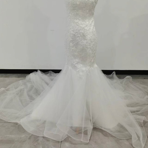 ガリアラハブ風ウエディングドレス マーメイド スーパーロングトレーン  