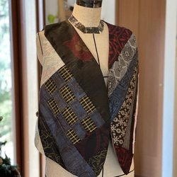 半幅帯　リバーシブル　大島紬　パッチワーク 半幅帯 リバーシブル 大島紬 パッチワーク