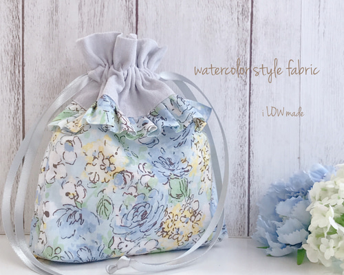 ハンドメイド　巾着袋　フリル巾着　女の子　花柄 433472414414f6d5090846d9438ea7