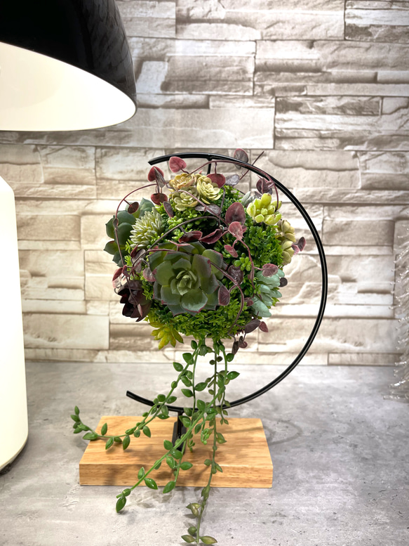 フェイクグリーン ボールアレンジ【サキュレント①】 アートフラワー