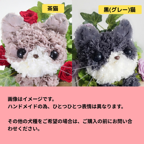 フラワーペット【ペット選べる・イエローバスケット】犬 猫 花 プリザーブドフラワー ペット お供え 母の日 誕生日 4枚目の画像