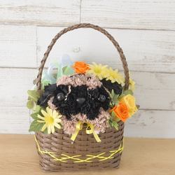 フラワーペット【ペット選べる・イエローバスケット】犬 猫 花 プリザーブドフラワー ペット お供え 母の日 誕生日 11枚目の画像