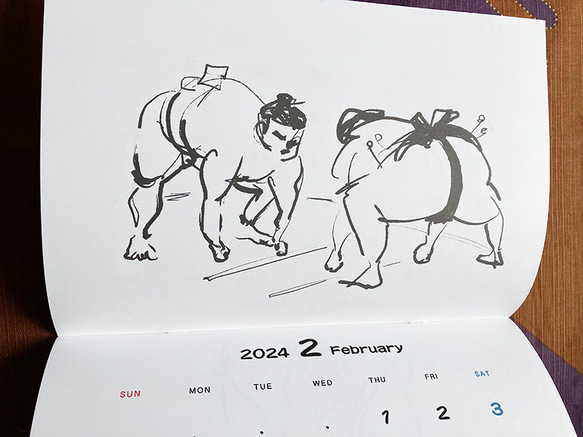相撲カレンダー　2024年　令和6年　相撲壁掛けカレンダー ポストカード付 3枚目の画像