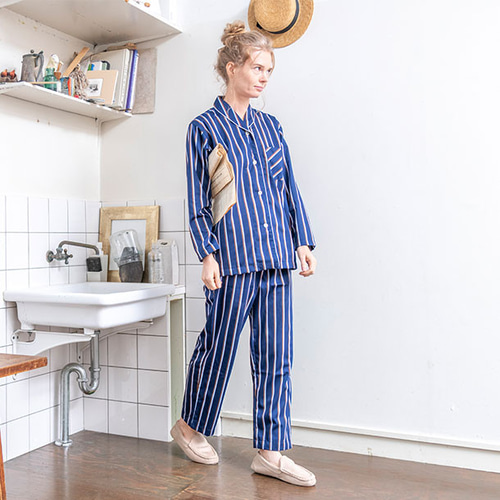 再販 パジャマブランド【nete】レディース サテンストライプ 長袖長