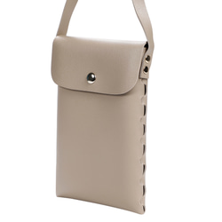 サイド編み上げデザイン シンプル レザー調 スマホポシェット スマホショルダー 3色展開 13枚目の画像