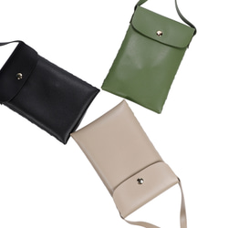 サイド編み上げデザイン シンプル レザー調 スマホポシェット スマホショルダー 3色展開 10枚目の画像