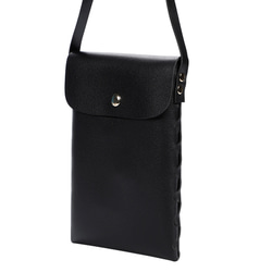 サイド編み上げデザイン シンプル レザー調 スマホポシェット スマホショルダー 3色展開 11枚目の画像