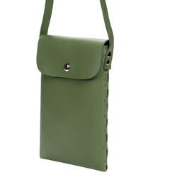 サイド編み上げデザイン シンプル レザー調 スマホポシェット スマホショルダー 3色展開 14枚目の画像