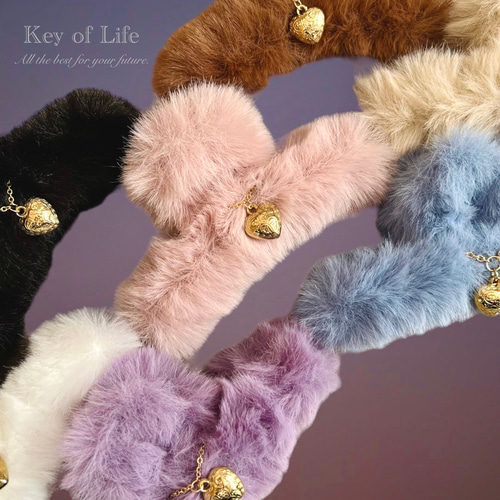 ハンドメイド♡♡ファーバンスクリップ♡Fancyピンクギンガム