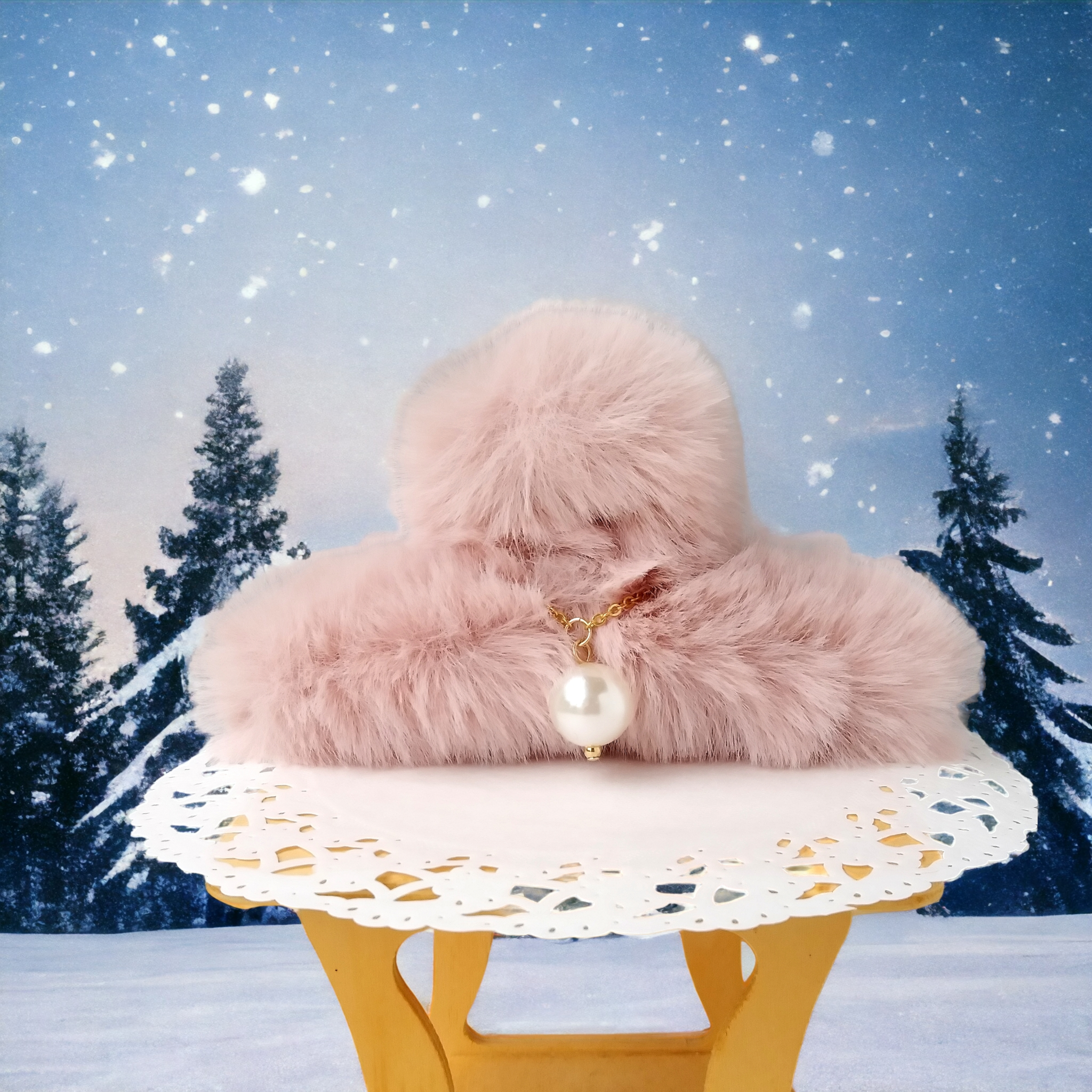 ピンク系 クリスマスツリーラウンドレジンヘアゴム