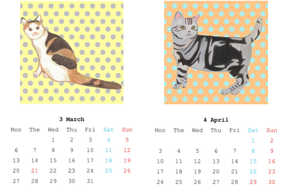 猫カレンダー　2023年　壁掛け 3枚目の画像