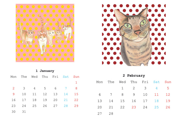 猫カレンダー　2023年　壁掛け 6枚目の画像