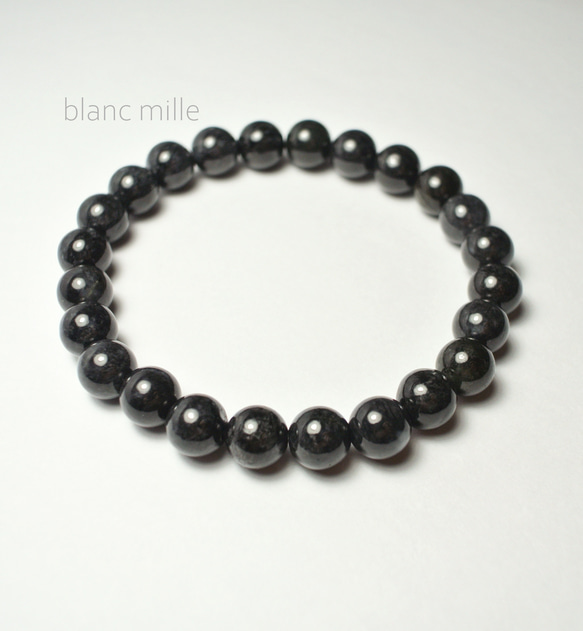 No.1882○*糸魚川産黒翡翠 8mmシンプルブレスレット○*ブラック