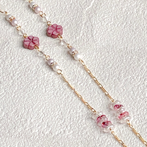 ♪428❤️再販 薔薇パールビーズマスクチェーンメガネチェーン