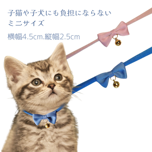 ミニリボンのやわらか紐首輪 ストレッチ性あり 猫 首輪