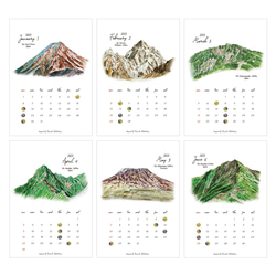 Mountains Calendar 2023 壁掛けホルダー付き　山のカレンダー 2枚目の画像