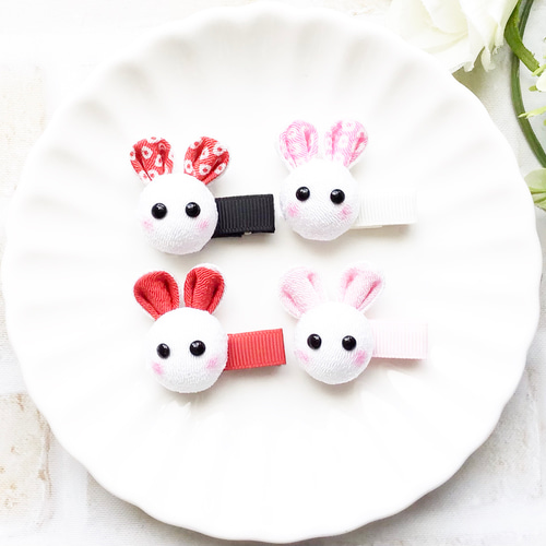 つまみ細工 髪飾り ヘアクリップ うさぎさん つまみ細工髪飾り ヘアクリップ 滑り止め うさぎさん つまみ細工