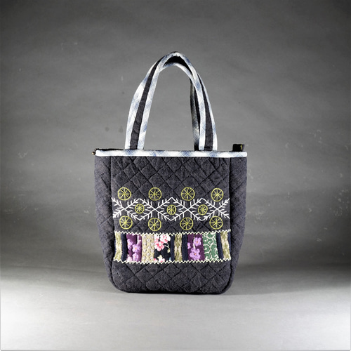 槑さん手作りバッグ】和柄パッチワーク刺し子刺繍~手縫いバッグ 槑さん手作りバッグ】和柄パッチワーク刺し子刺繍~手縫いバッグ