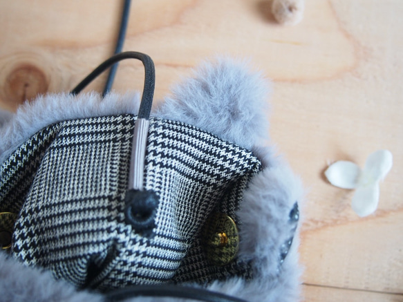 ねこちゃん　ファーポシェット　ファーサコッシュ（グレー） 6枚目の画像