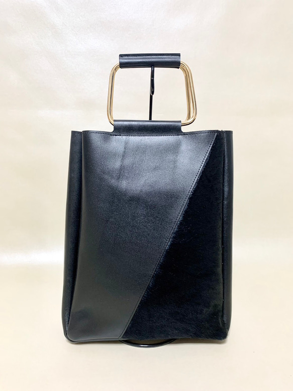 Rak:M ラクエム ハラココンビハンドルバッグ(牛革×ハラコ) LHB-004  