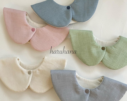 全色再販】付け襟風シンプルスタイ✺ペールカラー スタイ・よだれかけ