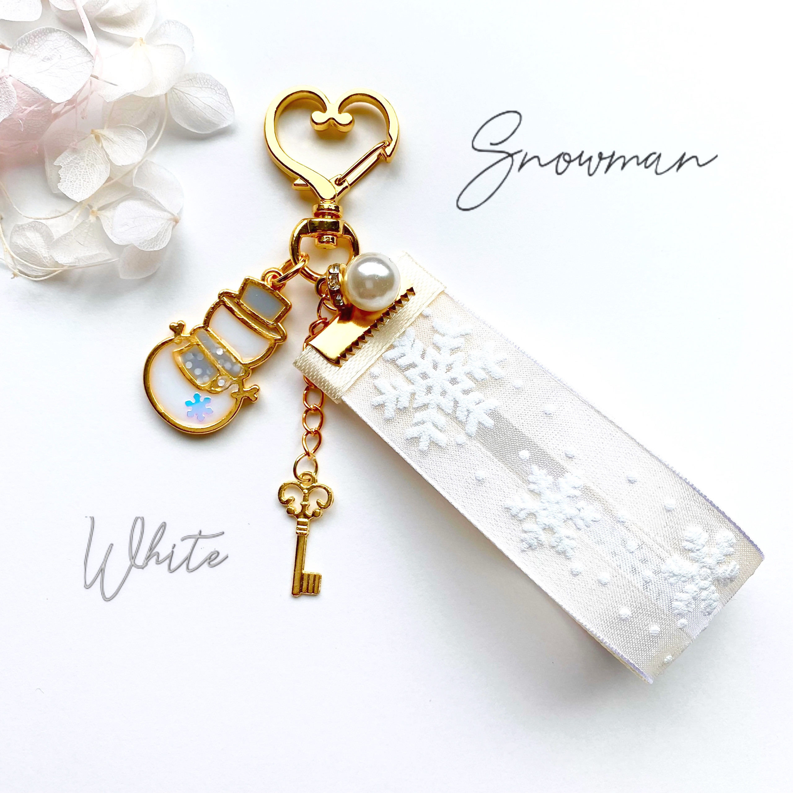 snowman＊雪の結晶リボンキーホルダー WHITE キーホルダー