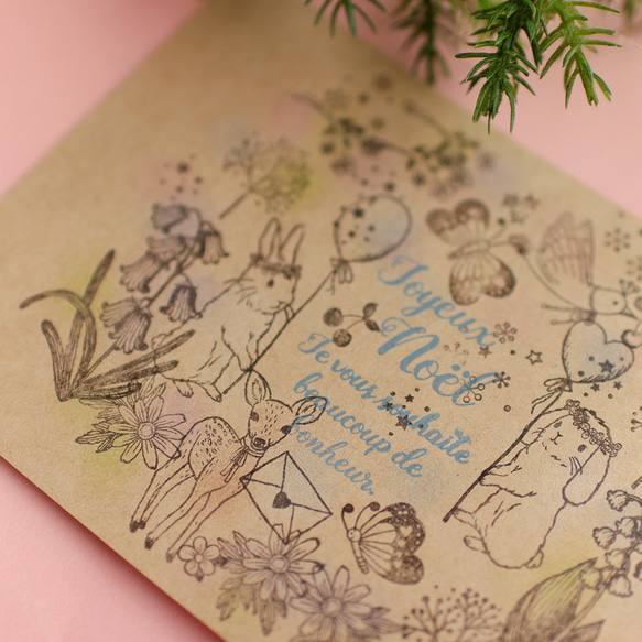 単品も★フランス語文字スタンプ :メリークリスマス・あけましておめでとう・メルシーボークー・ポストカード作り 6枚目の画像