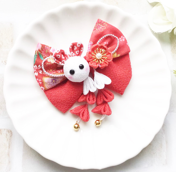 つまみ細工 髪飾り うさぎさん リボン 【公式通販】