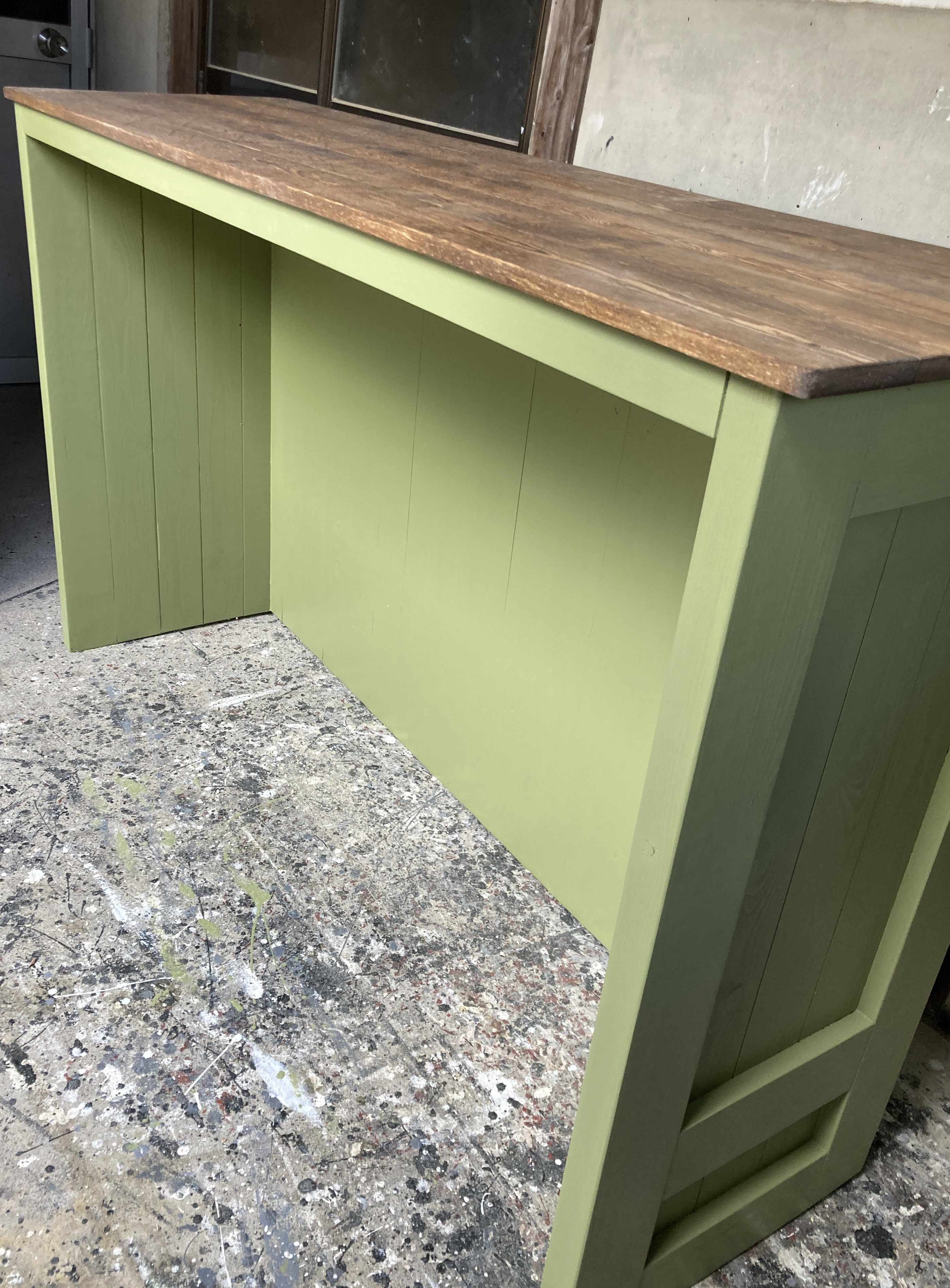 ［受注製作］☆オリーブグリーン☆受付カウンターテーブル　レジカウンター【1500】☆☆棚無し