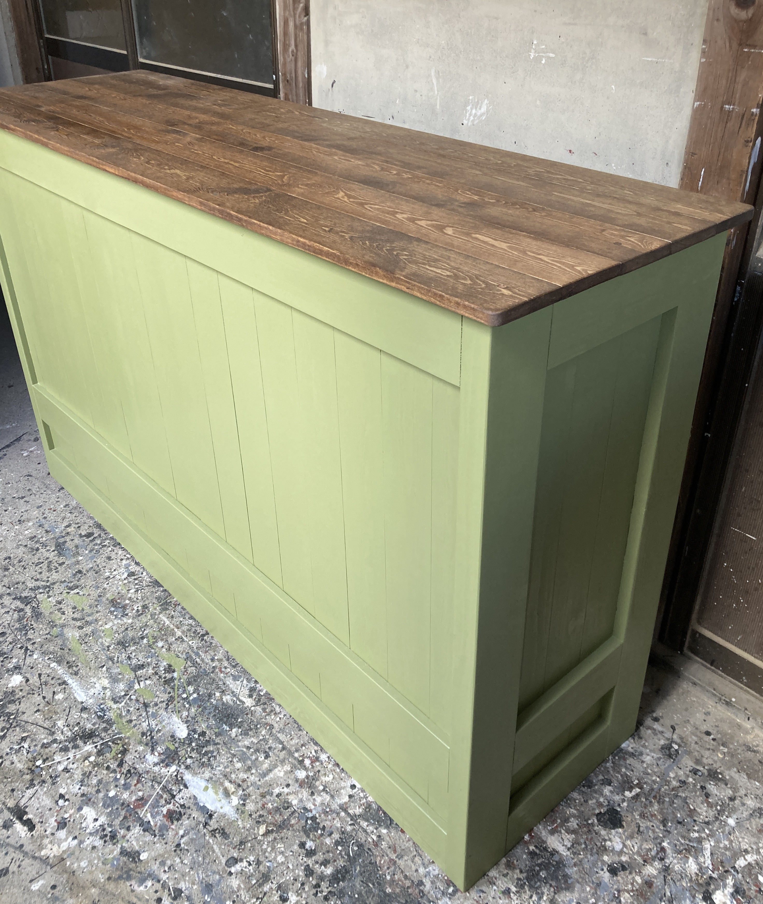 ［受注製作］☆オリーブグリーン☆受付カウンターテーブル　レジカウンター【1500】☆☆棚無し