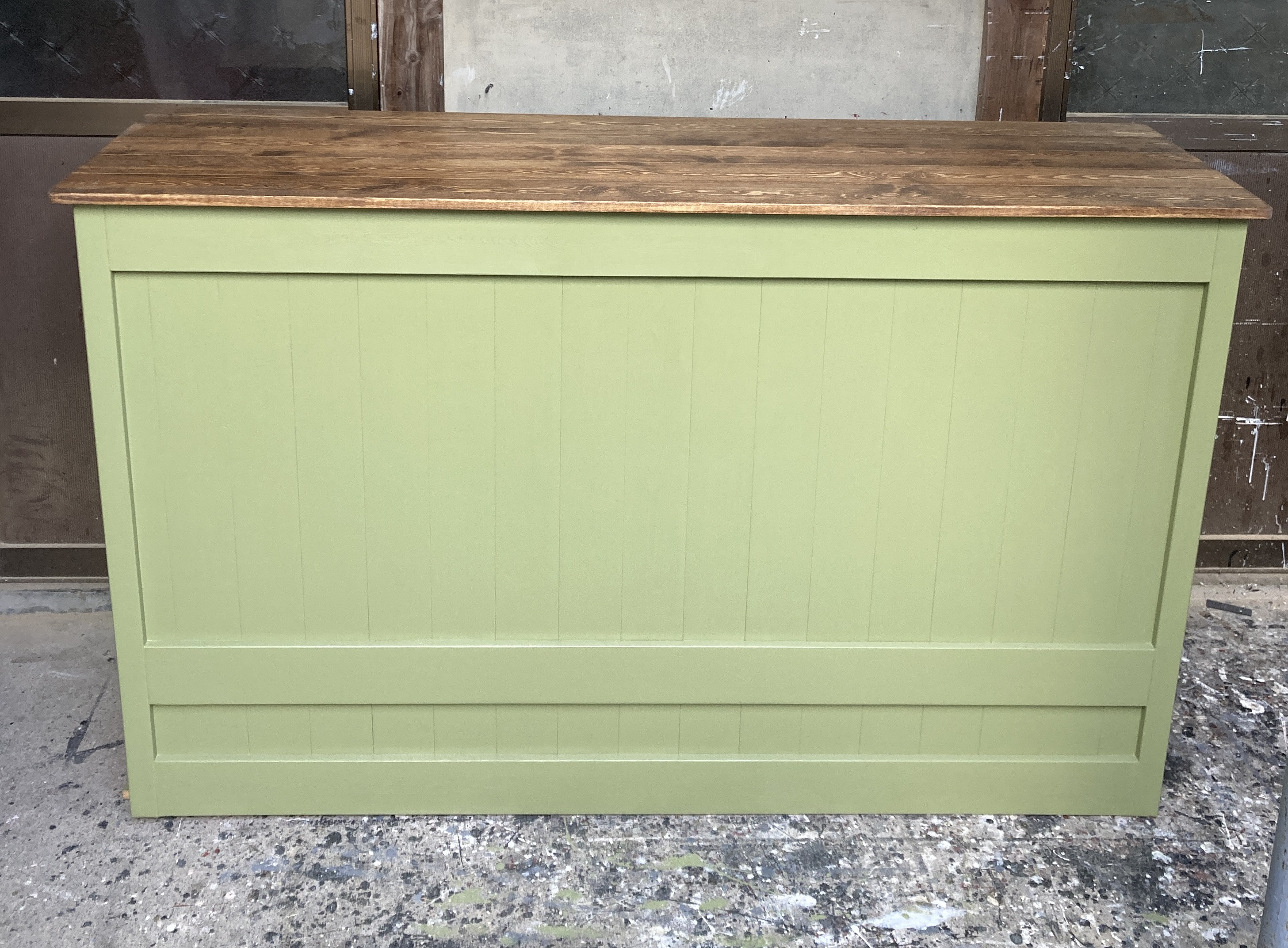 ［受注製作］☆オリーブグリーン☆受付カウンターテーブル　レジカウンター【1500】☆☆棚無し